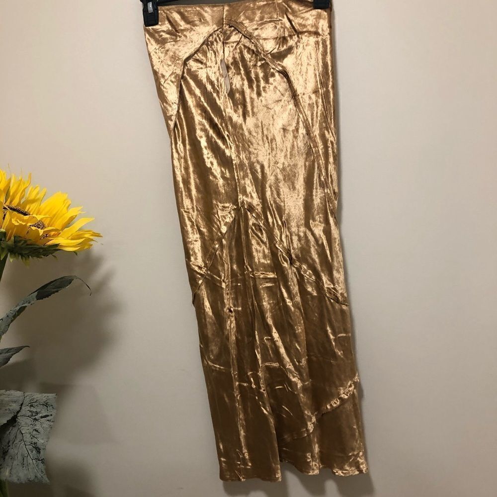 NWT Free People gold serious swagger skirt size XS - Picture 4 of 8